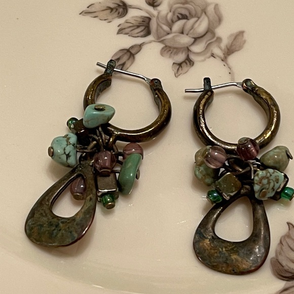 Set of Three Green Toned Pierced Earrings - Picture 6 of 7